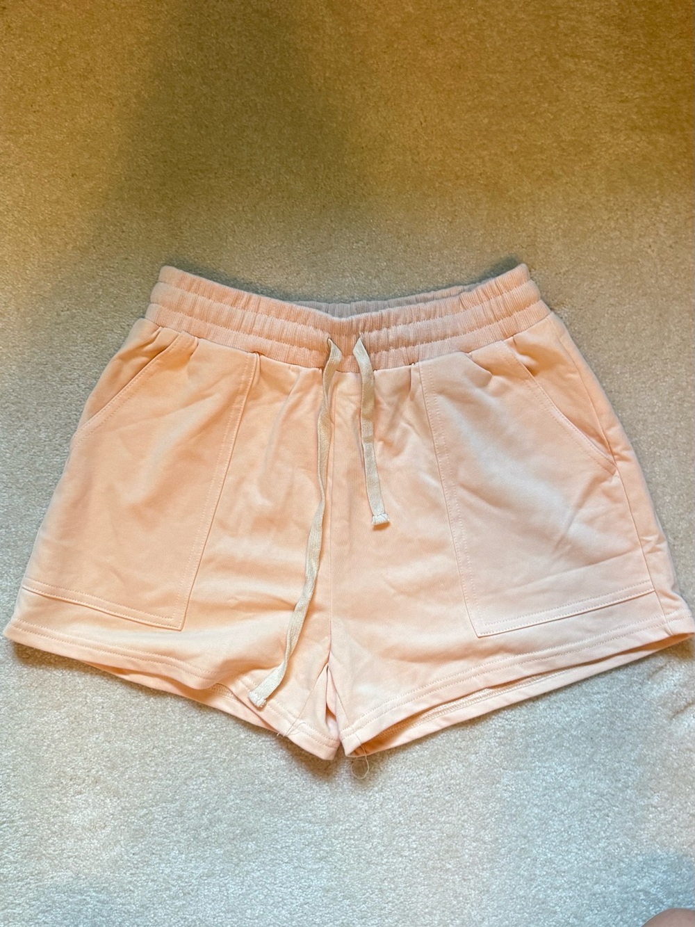 Women's Soft Drawstring Lounge Shorts - Light Peach